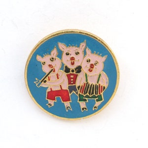 Pin de los Tres Cerditos, insignia soviética, pin de dibujos animados, insignia coleccionable vintage, pin soviético vintage, pin soviético, fabricado en la URSS, década de 1980