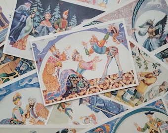Illustrations for Marshak's Fairy Tales, Sundarev, Vintage Postcard, USSR, 1985