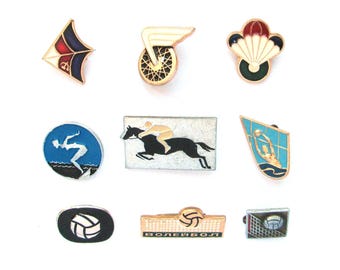 Sports, Pick from Set, Soviet Badge, Kinds of sport, Summer, Parachute, Vintage metal collectible pins, Made in USSR, 1980s