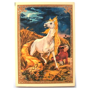 Pequeno Cavalo Corcunda, Cartão Postal Não Utilizado, Cartão Postal Vintage Soviético, Ilustração, Grishina, Anos 50, URSS