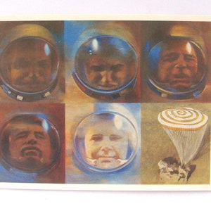 Espace, surcharges, espace, impression de l'espace, art de l'espace, Kovalyov, illustration, non signée, rare carte postale vintage soviétique, URSS, 1989, années 80