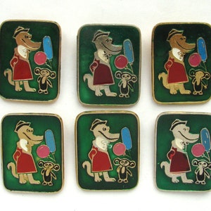 Cheburashka, Crocodile Gena, Badge, Cartoon characters, Vintage collectible badge, Soviet Pin, Pick from Set, Made in USSR, 1970s