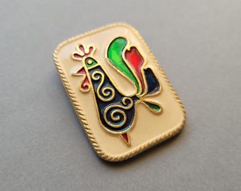 Сockerel, Cock Pin, Bird, Animal, Rooster, Rare Vintage collectible badge, Soviet Pin, USSR, 70s