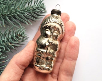 Boy playing pipe, Soviet Glass Christmas ornament, Shepherd, Glass Christmas tree decoration, Retro, Xmas, USSR, 60s