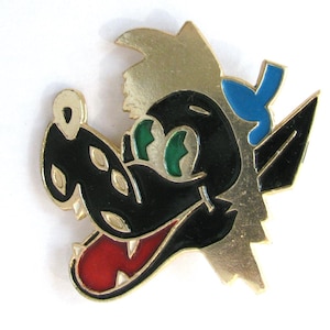 Nu pogodi Pin, Wolf Pin, Cartoon Pin, Character, Head, Black Wolf, Animal, Soviet badge, Vintage badge, Soviet Vintage Pin, Soviet Pin, USSR