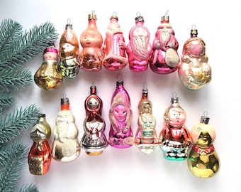 Сharacters, Soviet Glass Christmas ornaments, People, Santa, Snowman, Glass Christmas tree decorations, Vintage, Soviet, USSR, 60s, 70s, 80s