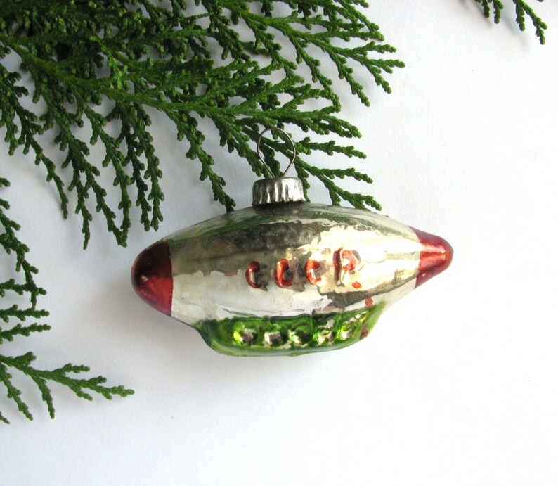 Air Balloon Space Glass Xmas tree ornament New Year Rare Soviet Christmas tree decoration Soviet Union Airship 1960s Bauble USSR