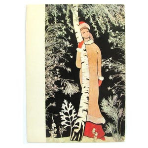 Sneeuwmeisje, zeldzame ongebruikte ansichtkaart, berkenboom, winter, sprookje, Sovjet-vintage ansichtkaart, illustratie, Zubkov, 1971, jaren 1970, 70, USSR