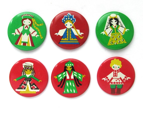 National Costume Pins, Vintage Badge, Boy, Girl, … - image 1