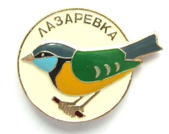 Tit, Vintage collectible badge, Bird Pin, Tomtit, Soviet Vintage Pin, Fauna, Soviet Pin, USSR