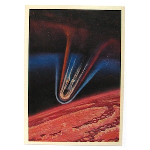 Espaço, Cartão-postal soviético, Aterrissagem em planeta quente, Cartão espacial, Impressão espacial, Arte espacial, Sokolov, Cartão-postal vintage raro, URSS, 1975
