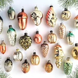 Acorn Nut Glass Christmas Ornaments, Soviet Glass Christmas Tree ...