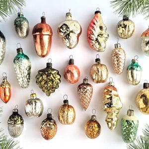 野菜、果物、ソビエトガラスのクリスマスオーナメント、ソビエトガラス