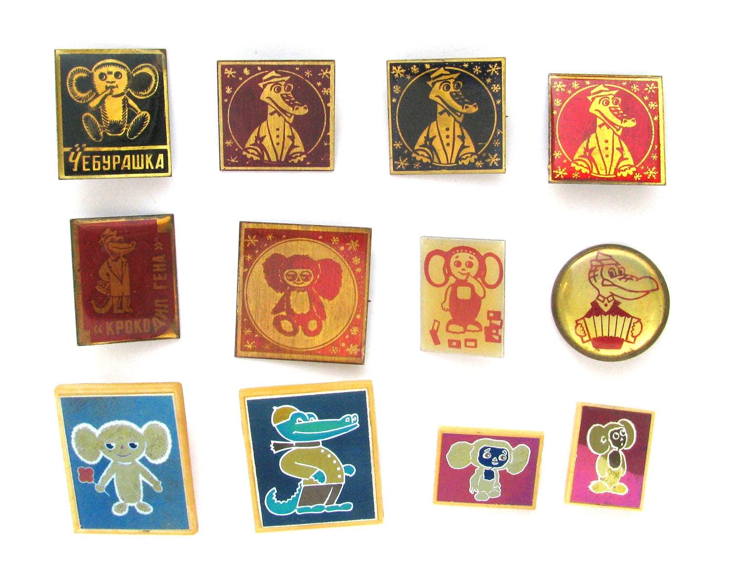 チェブラーシカ、バッジ、漫画キャラクター、ヴィンテージ コレクター