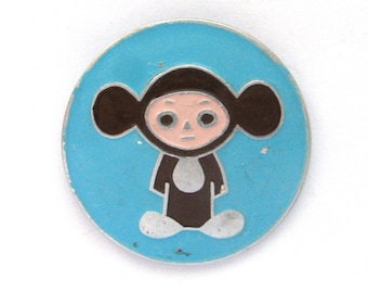 Cheburashka, Badge, Character from soviet cartoon, Vintage collectible badge, Soviet Vintage Pin, Made in USSR