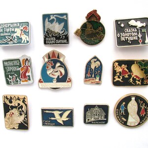 Pines de niños soviéticos, Elija del conjunto, Cuento, Dibujo animado, Personaje, Insignia vintage, Pin vintage soviético, Pin soviético, URSS