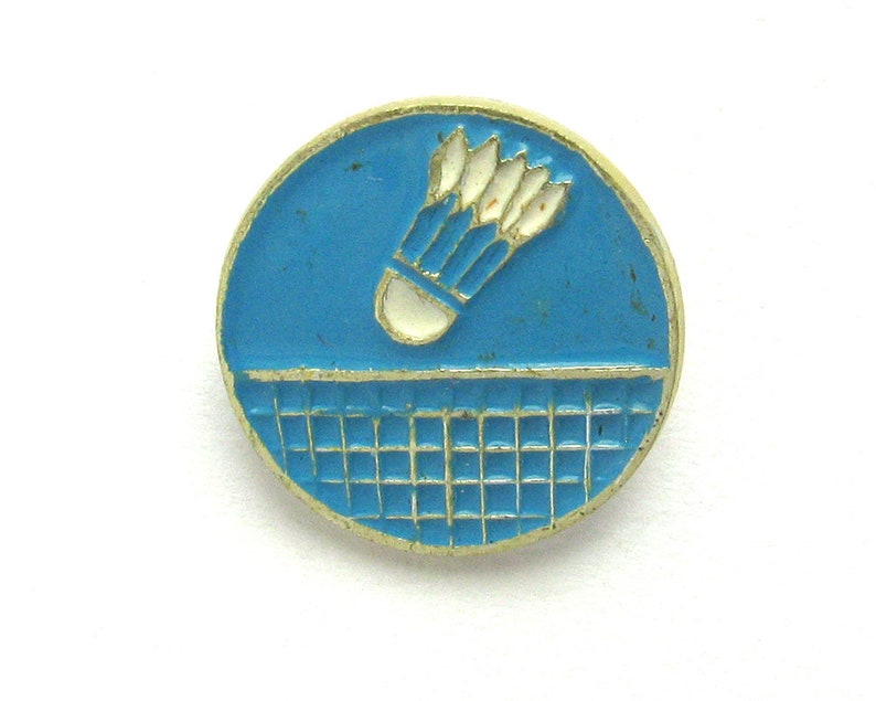 Soviet Badge 1980s Badminton Pick from Set Sports Kinds of sport Made in USSR Shuttlecock Vintage metal collectible pins