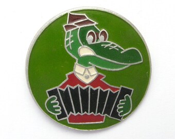 Crocodile Gena Pin, Accordion, Soviet cartoon character, Pin, Soviet Vintage collectible badge, Soviet Pin, USSR