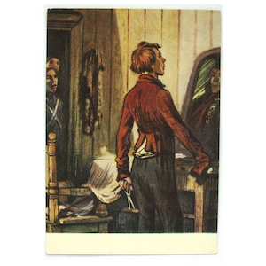Caftan de Trishka, Cartão postal, Fábula de Kryylov, Sem uso, Homem, Cartão postal soviético vintage, Ilustração, Taranov, URSS, 1956, anos 50