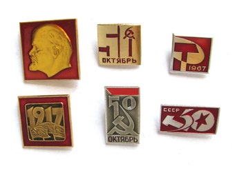 Soviet Badges, Pick from Set, October 1917, CPSU Congress, Revolution, Communism, Vintage collectible badge, Pin, Soviet Union, Made in USSR
