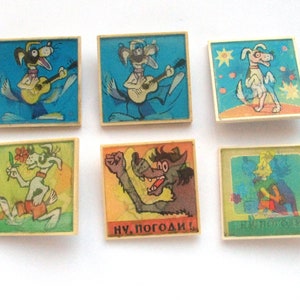 Sovjet-cartoonspelden, Sovjet-stereobadge, keuze uit set, hond, wolf, haas, vintage verzamelbadge, Sovjet-pin, dier, gemaakt in de USSR, jaren 70