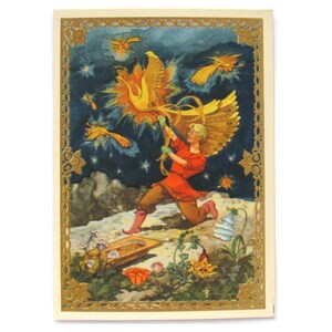 Piccolo cavallo gobbo, cartolina inutilizzata, Firebird, cartolina d'epoca sovietica, illustrazione, Grishina, anni '50, URSS