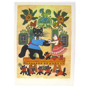 Katzen, Katze, unbenutzte Postkarte, Regenbogen, Puss, Vintage Postkarte, Marschak, Märchen, Illustration, Vasnetsov, unsigniert, UDSSR, 1970