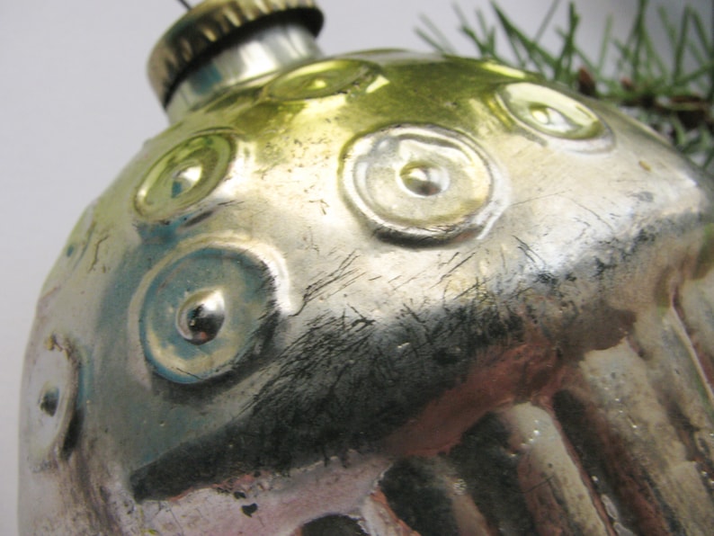 Big Glass Acorn USSR Glass Christmas ornament Rare Soviet Christmas tree decoration Soviet Union 1960s New Year Bauble