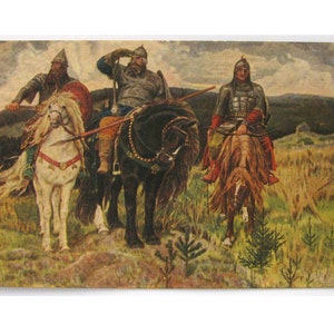 Bogatyrs van Vasnetsov, Russische schilderkunst, kunst, ongebruikte ansichtkaart, Sovjet vintage ansichtkaart, afdrukken, niet-ondertekend