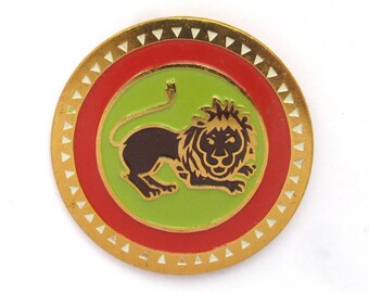 Lion Pin, Circus, Badge, Brooch, Soviet Pin, Animal, Round Pin, Vintage badge, Soviet Badge, USSR, Souvenir, 80s