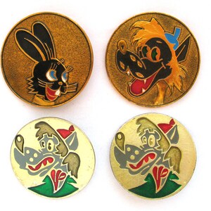 Pines de niños soviéticos, pin de dibujos animados, elegir del conjunto, pin "Nu pogodi", pin de lobo, pin de liebre, insignia vintage, pin vintage soviético, pin soviético, URSS, años 80