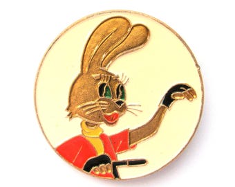 アンティーク オオカミとウサギの型バッジ 1970年代 ヌー・パゴディ、漫画ピン、セットから選択、オオカミ、ウサギ