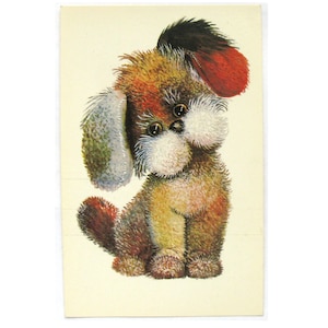 Filhote de cachorro, Cartão postal não utilizado, Cachorro, Animal, Cartão postal vintage soviético, Cartão, Ilustração, Manilova, 1978, URSS