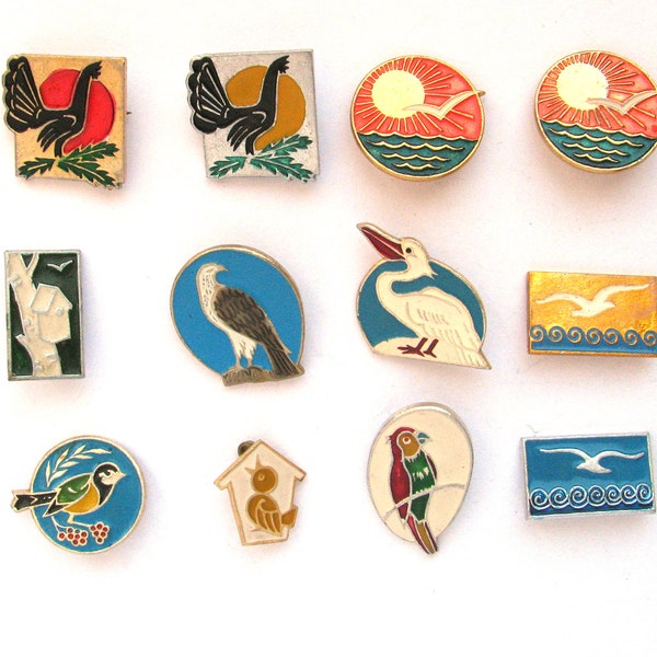 Bird Pins, Bird Pin, Badge, Pick from Set, Fauna, Animal, Parrot, Sea Gull, Eagle, Vintage collectible badge, Soviet Vintage Pin, USSR, 80s