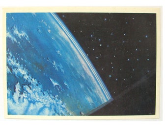 Space 1965 Painting Unused Postcard Sokolov Illustration On the Moon Cosmonaut Unsigned Rare Soviet Vintage Postcard USSR