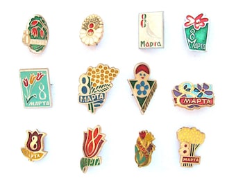 Eight of March Pins, International Women Day Pin, Badge, Soviet