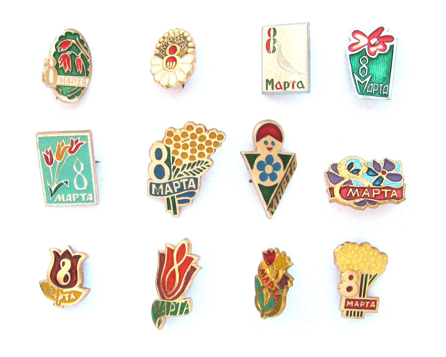 Eight of March Pins, International Women Day Pin, Badge, Soviet