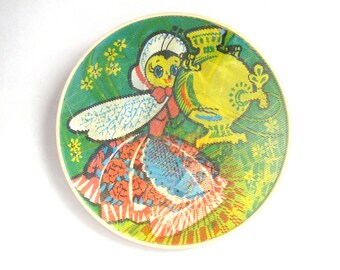 Fly Pin, Samovar, Vintage plastic badge, Mosquito, Tale, Cartoon character, Soviet Vintage Pin, Vintage Badge, Soviet Pin, USSR