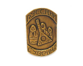 Matryoshka doll Pin, Rare Badge, Balalaika, Vintage collectible badge, Pin, USSR