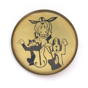 Town Musicians of Bremen, Brothers Grimm, Tale, Cartoon characters, Soviet Vintage collectible pin, Made in USSR, 1980s