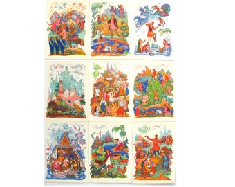 Who Is Happy in Russia, Nekrasov, Set of 16 Postcards, Illustration, Bokarev, Unused Postcard, Soviet Vintage Postcard, USSR, 1972