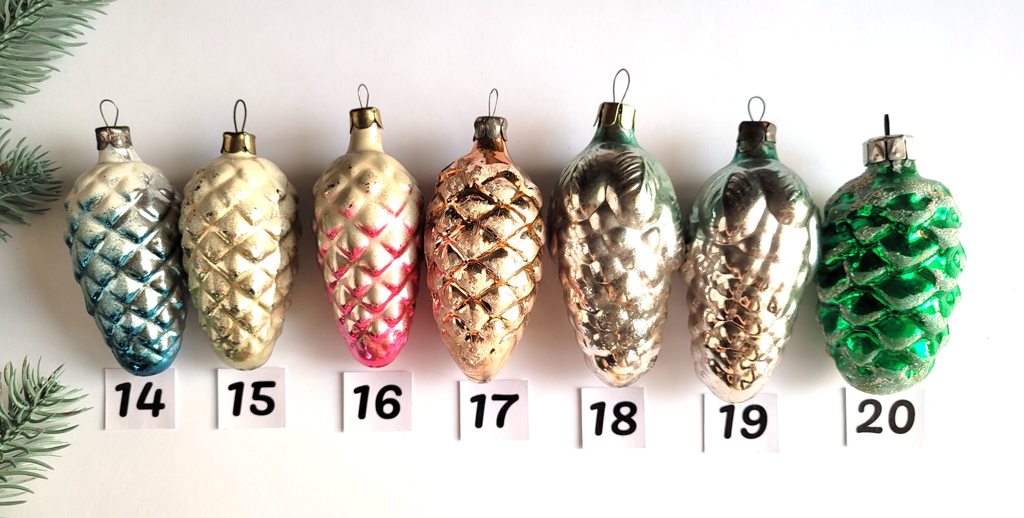 Boxed Glass Pine Cone Ornaments Set/6 by Creative Co-op – Traditions