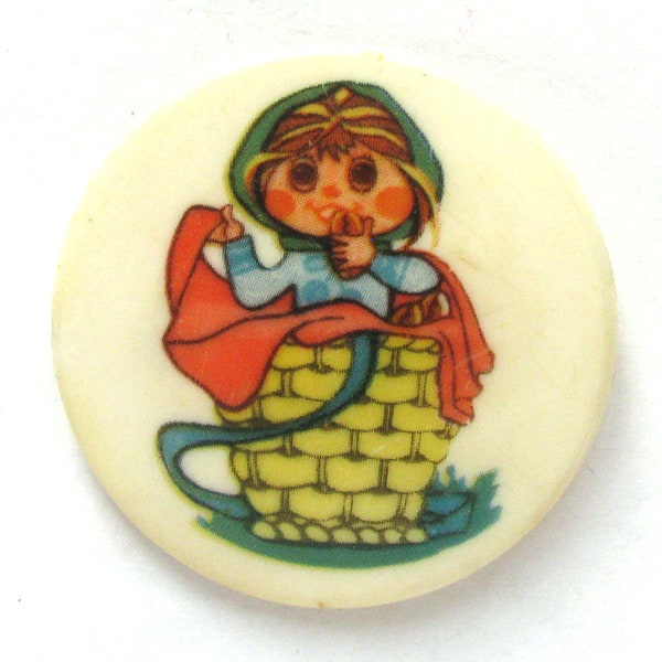 Masha and the Bear, Pin, Russian Folk Tale character, Vintage collectible badge, Soviet Pin, Plastic, Made in USSR, 1980s