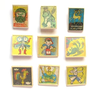 Pins estéreo soviéticos, conjunto de 9 pins, cuentos y dibujos animados, Mowgli, tres cerditos, personaje, personaje de cuento, vintage, pin estéreo, URSS