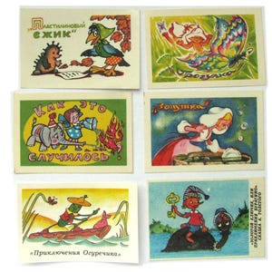 Zestaw 6 kalendarzy kieszonkowych, Jeż, Kopciuszek, Używany, Ilustracja, Radziecka pocztówka vintage, ZSRR, 1984, 1989, 1990, 1991, 1992