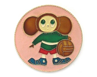 Cheburashka, Character from soviet cartoon, Collectible badge, Soviet Vintage Pin, Made in USSR