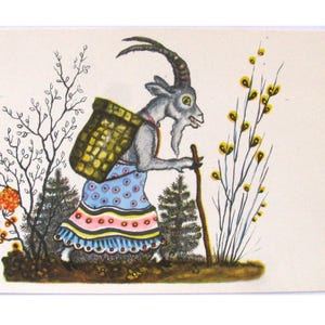 Russische Märchen Karte, Illustration, Wasnezow, Kindermädchen Ziege, Illustration, Postkarte