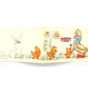 Pato e patinhos, Cartão postal de felicitações não utilizado, Oito de março, Cartão postal soviético vintage, Cartão, Ilustração, Selivanova, 1984, URSS
