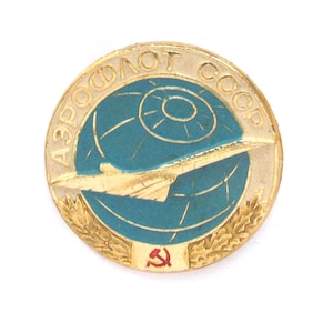Emblema soviético da aeronave TU 144, avião, Aeroflot, emblema vintage colecionável, aviação, broche vintage soviético, URSS, década de 1980