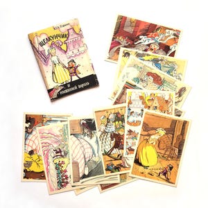 O Quebra-Nozes, Conjunto de 12 cartões postais, Conto de fadas, Ilustração, Goltz, Conjunto, Conto, Cartão postal vintage da União Soviética, Feito na URSS, 1973, década de 1970